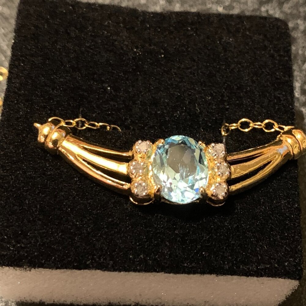 Blue Topaz and Diamond Necklace - Picture 2 of 5